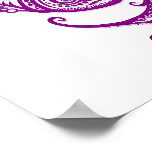 Poster Poissons violets complexes Zodiac sur blanc (Coin)