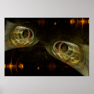 Poster Poissons Zodiac Gold Fractal Art