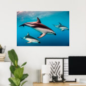 Poster Poitrine des dauphins de Dusky au large de Kaikour (Bureau à domicile)