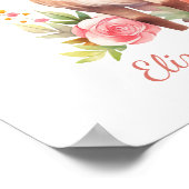 Poster Poitrine Personalisée Cerf Rose Florals Mur de pép (Coin)