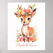 Poster Poitrine Personalisée Cerf Rose Florals Mur de pép (Devant)