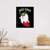 Poster Poivre Fantôme Funny Chili Pun Dark BG (Cuisine)