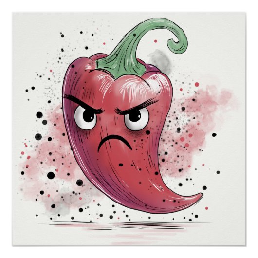 Poster Poivron Grumpy Chili (Devant)