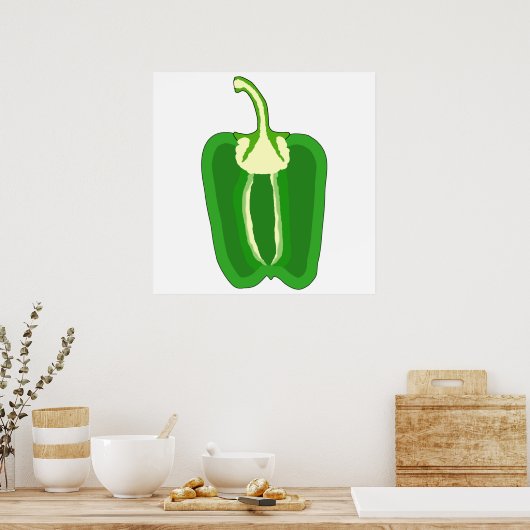 Poster Poivron vert Bell. Diminué de moitié. (Cuisine)
