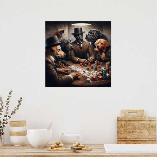 Poster Poker Chiens (Cuisine)
