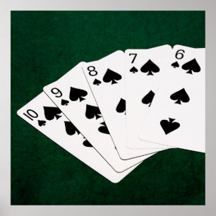Poster Poker Hands - Flush droit - Spades Suit