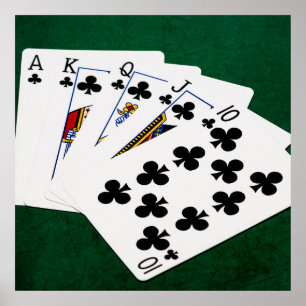 Poster Poker Hands - Royal Flush - Clubs Suit