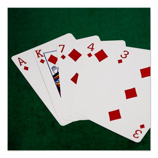 Poster Poker Mains - Flush - Costume Diamants (Devant)