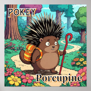 Poster Pokey Porcupine   Belle caricature de l'art de la 