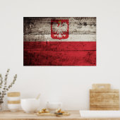 Poster Poland flag on Old Wood Grain (Cuisine)