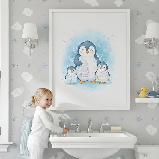 Poster Polar Bath Time Kids Bathroom Wall Art