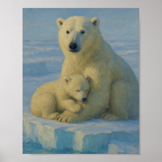 Poster Polar Bear Mom & Cub  (Devant)
