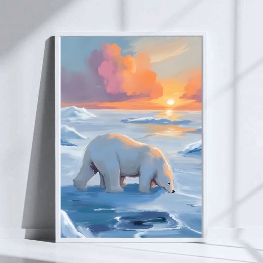 Poster Polar Bear Winter Watercolor Animal Painting