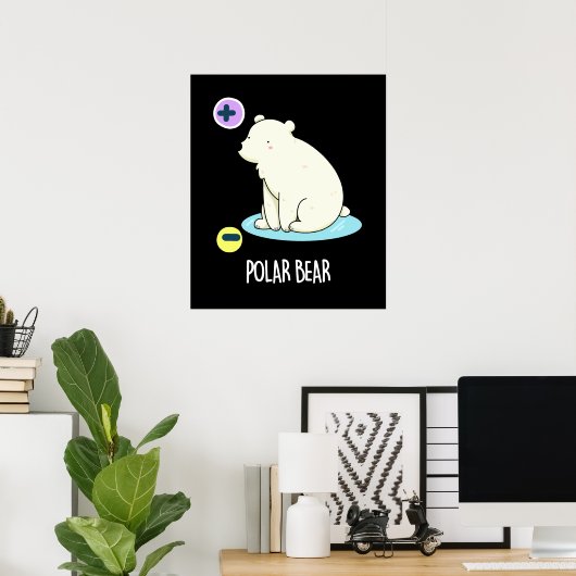 Poster Polar Ours Funny Science Pun Dark BG (Bureau à domicile)