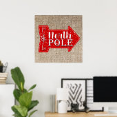 Poster Pôle Nord Flèche Rouge Noël Rustique Fêtes (Bureau à domicile)