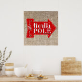 Poster Pôle Nord Flèche Rouge Noël Rustique Fêtes (Cuisine)