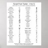 Poster Police de caractères Script Zazzle A - G Comparais (Devant)