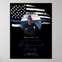Police Ligne Bleue Mince Drapeau Départ Bienvenue