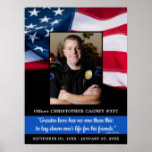Poster Police Memorial Blue Line American Flag Funéraille (Devant)