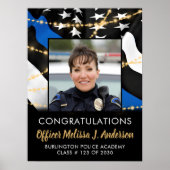 Poster Police Mince Blue Line Graduation Party (Devant)