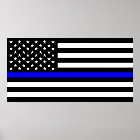 Poster police mince ligne bleue drapeau usa etats-unis am (Devant)