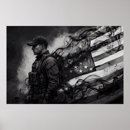 Poster Police Officer Patriotic Law Enforcement Tribute (Devant)