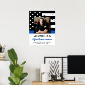 Poster Police Officier Mince Blue Line Graduation Party (Bureau à domicile)