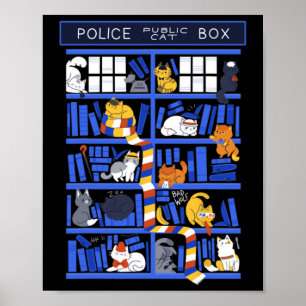 Poster Police Public Cat Box Funny Kitten Cat Doctor Libr