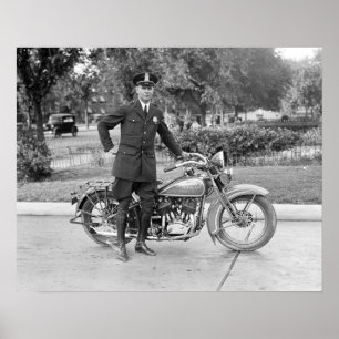 Poster Policier à moto, 1932. Photo ancienne