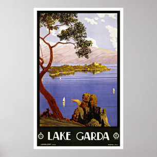 Poster Policier Italie de lac vintage Travel