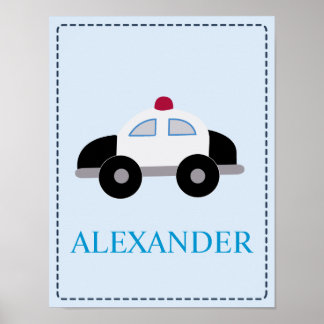 Poster Policier voiture de police policier de la pépinièr