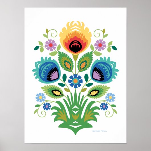 Poster Polish Wycinanki Spring Floral (Devant)