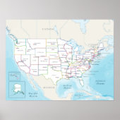 Poster Political map of the United States with capitals (Devant)