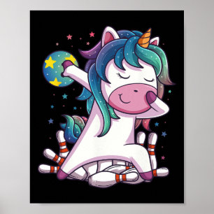 Poster Polka Dot Unicorn Bowling Anniversaire cadeau pour