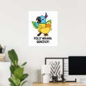 Poster Polly Wanna Quacker Funny Animal Pun (Bureau à domicile)