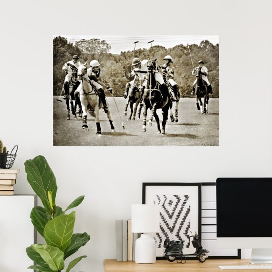 Poster Polo Horses Galloping (Bureau à domicile)