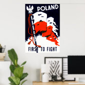 Poster Pologne 2ème guerre mondiale, première à combattre (Bureau à domicile)