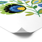 Poster Polonais Floral bleu foncé Papercut Design (Coin)