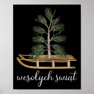 Poster Polonais Joyeux Noël Wesolych Swiat Sled Et Tire