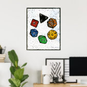 Poster Polyhedron_dice-circle-lino-Outland_Arts-17inch-30 (Bureau à domicile)