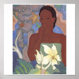 Poster Polynesian Woman and Tiki by Arman Manookian, 1929