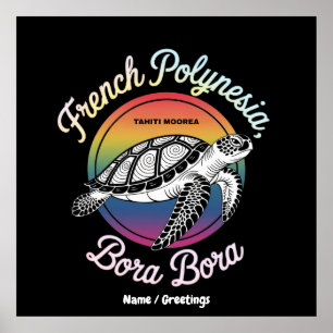 Poster Polynésie française Bora Bora Moorea Tahiti Turtle