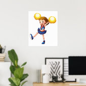 Poster Pom-pom girl Avec Des Poms De Pom Jaune (Bureau à domicile)