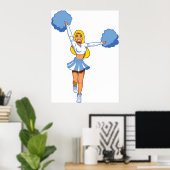Poster Pom-pom girl Avec Pom Pom Bleu (Bureau à domicile)