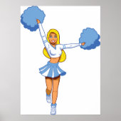 Poster Pom-pom girl Avec Pom Pom Bleu (Devant)