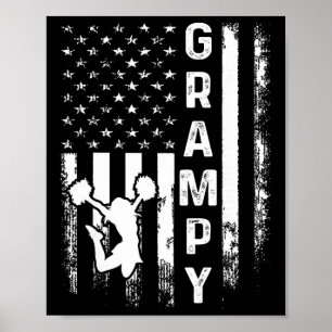 Poster Pom-Pom Girl Cheer Grampy Drapeau Amérique Vintage
