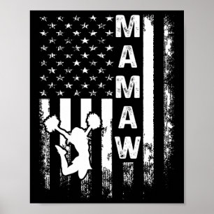 Poster Pom-Pom Girl Cheer Mamaw Drapeau Amérique Vintage