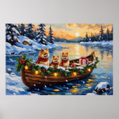 Poster Pomeranian Christmas Boat Holiday (Devant)