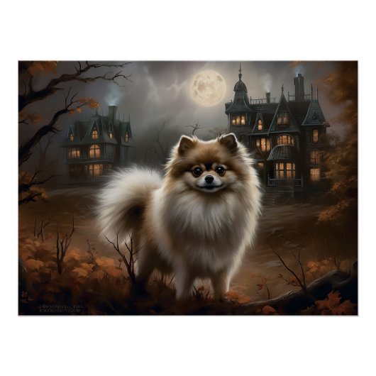 Poster Pomeranian Halloween Épouvantable (Devant)