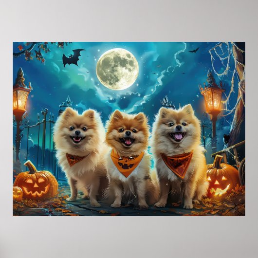 Poster Pomeranian Halloween Épouvantable (Devant)